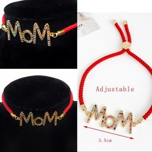 Charming Red “Mom” Rope Adjustable Bracelet